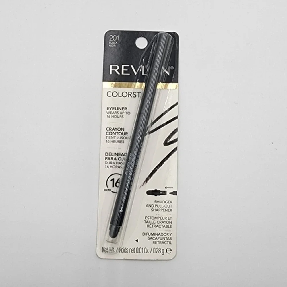 Revlon ColorStay Eyeliner Crayon 201 Black with Smudger and‎ Sharpener New